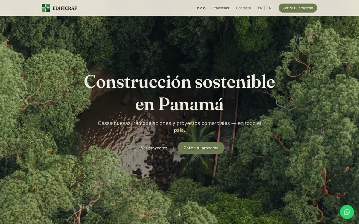 EDIFICRAF homepage — jungle video hero for the Panama construction firm